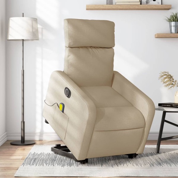 Stand-up electric massage chair, cream, fabric