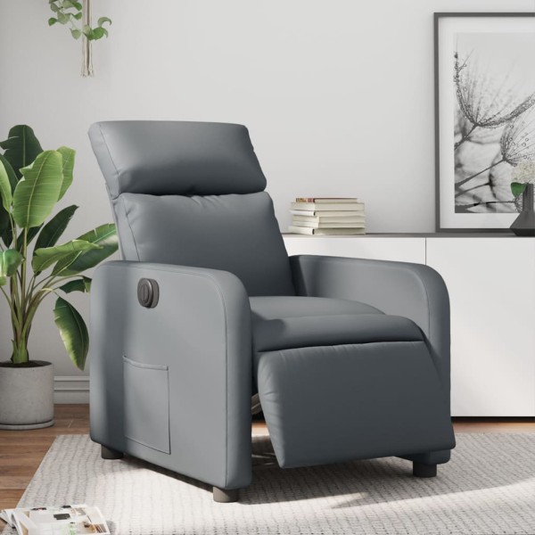 Electric reclining chair, gray color, artificial leather
