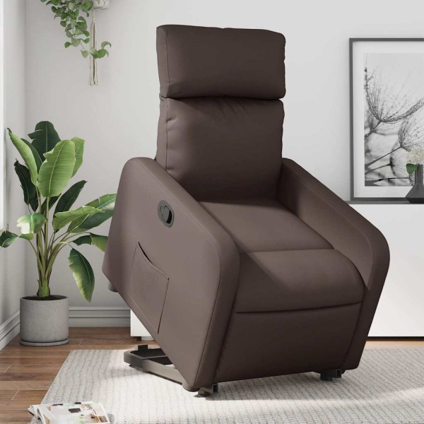 Standing reclining chair, brown color, artificial leather