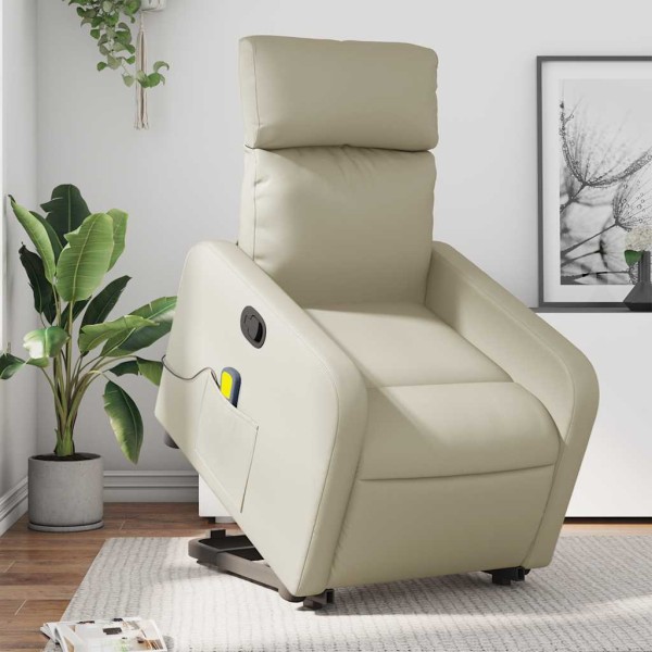 Standing massage chair, cream, artificial leather