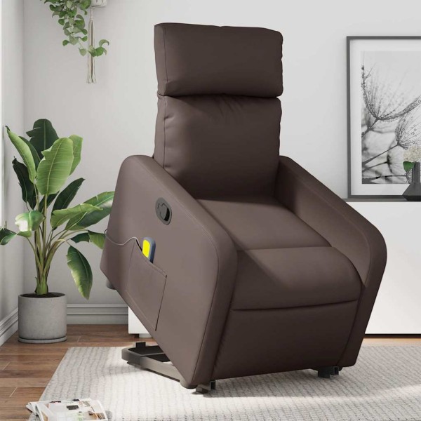 Standing reclining massage chair, brown, artificial leather