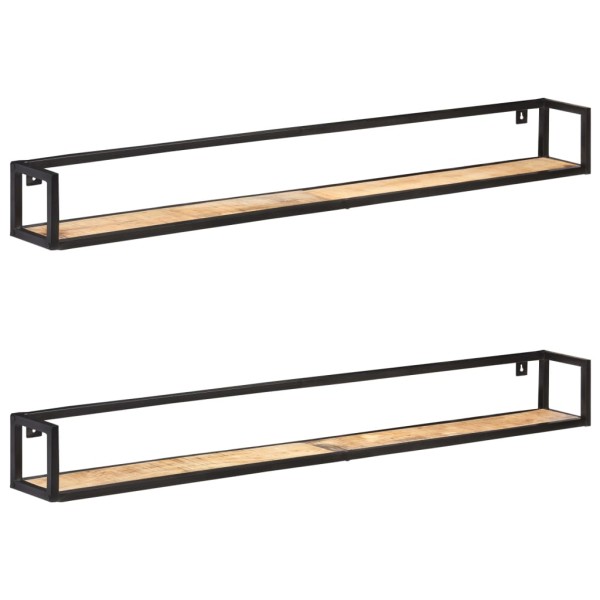 Wall shelves, 2 pcs., 160 cm, untreated mango wood