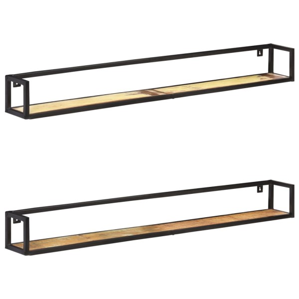 Wall shelves, 2 units, 160 cm, solid wood
