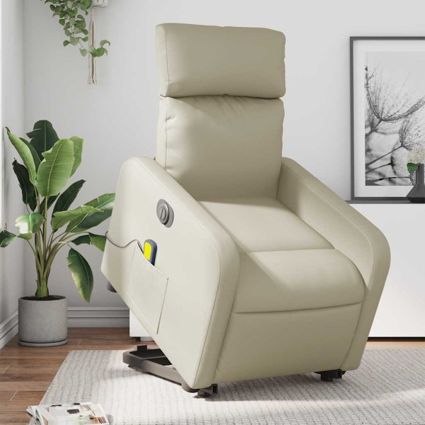 Standing massage chair, cream, artificial leather