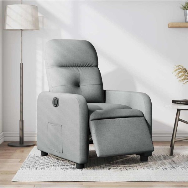 Electric reclining chair, light gray, fabric