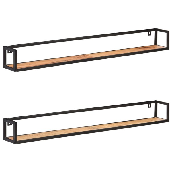 Wall shelves, 2 pcs., 160 cm, solid acacia wood