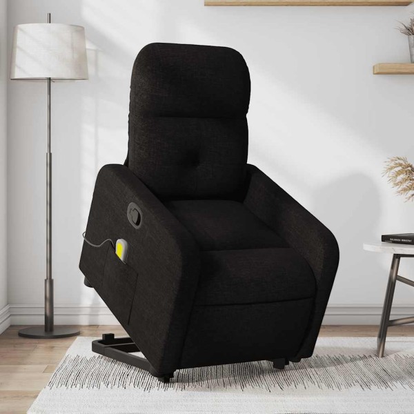 Stand-up reclining massage chair, black, fabric