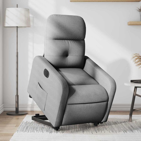 Stand-up reclining chair, light gray, fabric