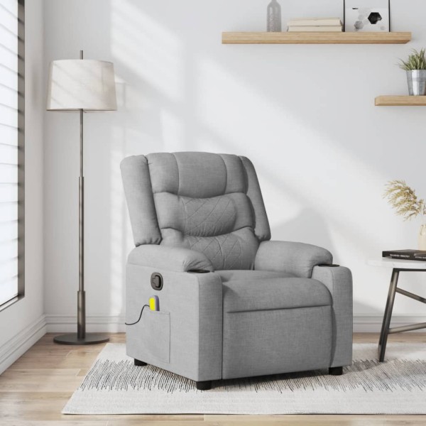 Massage reclining chair, light gray, fabric