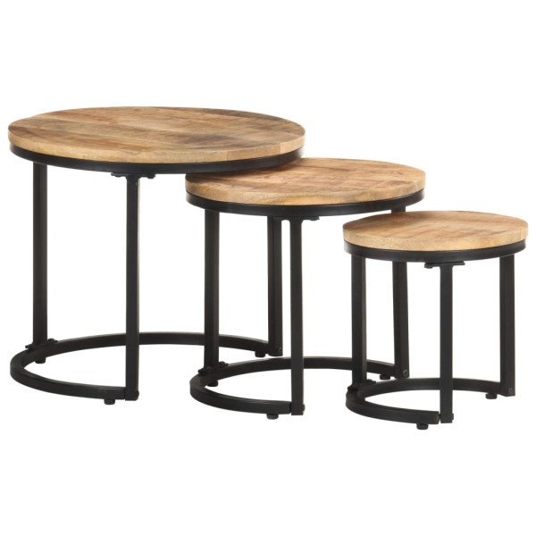 Side tables, 3 pcs., untreated mango wood