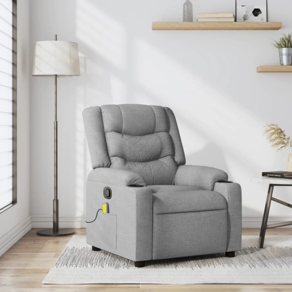 Massage reclining chair, light gray, fabric