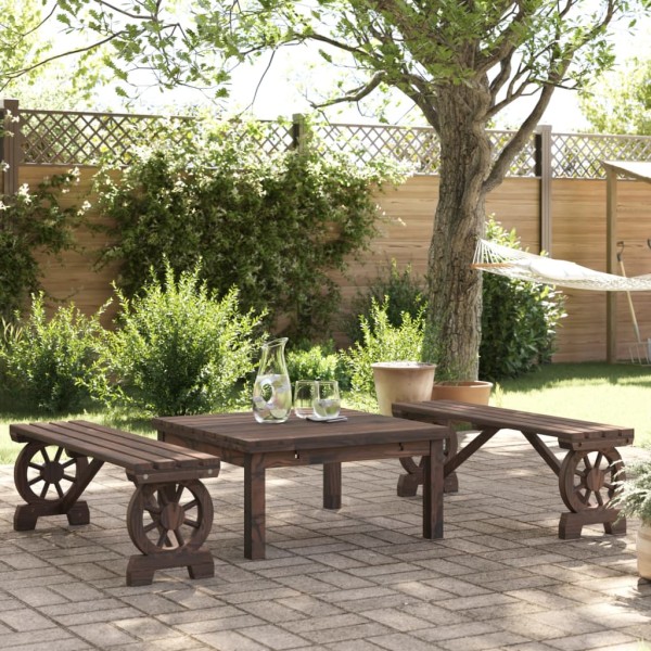 Garden benches, 2 units, solid spruce wood