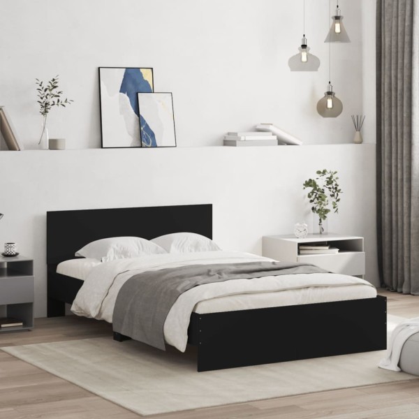 Bed frame with headboard, black, 120x190cm