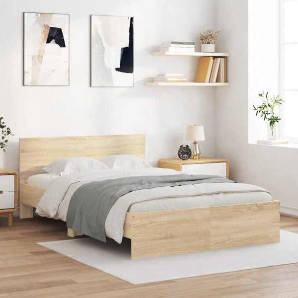 Bed frame with headboard, sonoma oak color, 120x190cm