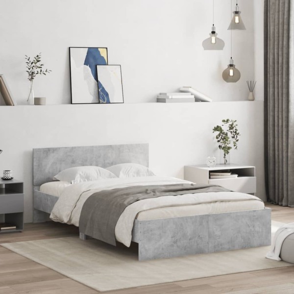 Bed frame with headboard, concrete gray color, 120x190cm