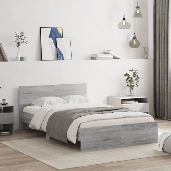 Bed frame with headboard, gray oak color, 120x190cm