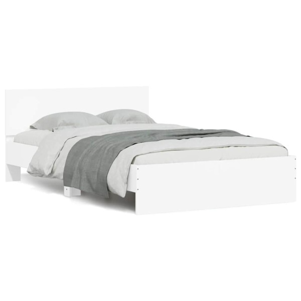 Bed frame with headboard and LED, white, 120x190cm