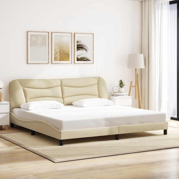 Bed frame without mattress, Hvar, cream color, 200x200cm, fabric