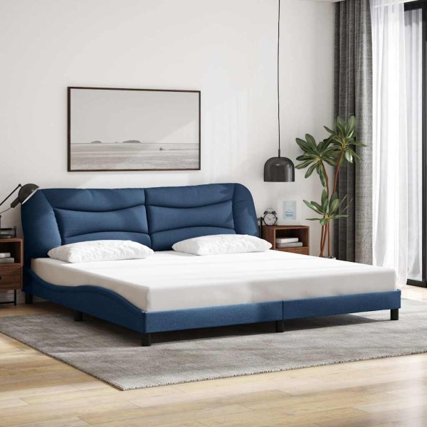 Bed frame without mattress, Hvar, blue, 200x200cm, fabric