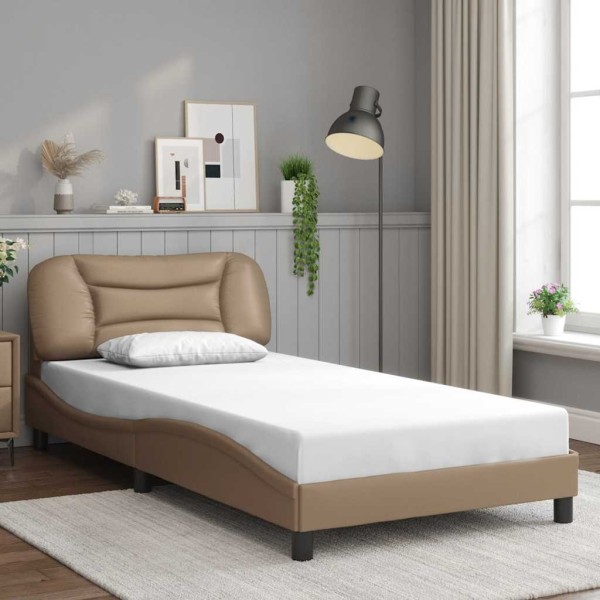 Bed frame without mattress, Hvar, cappuccino, 100x200 cm, artificial leather