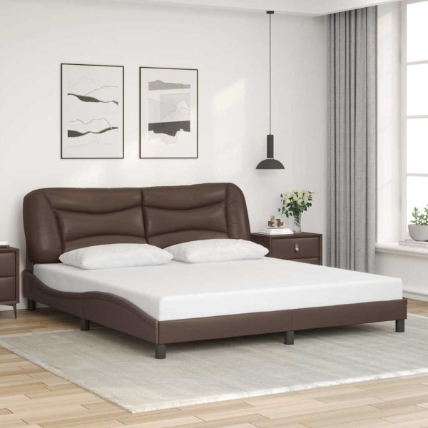 Bed frame without mattress, Hvar, brown, 180x200cm, artificial leather