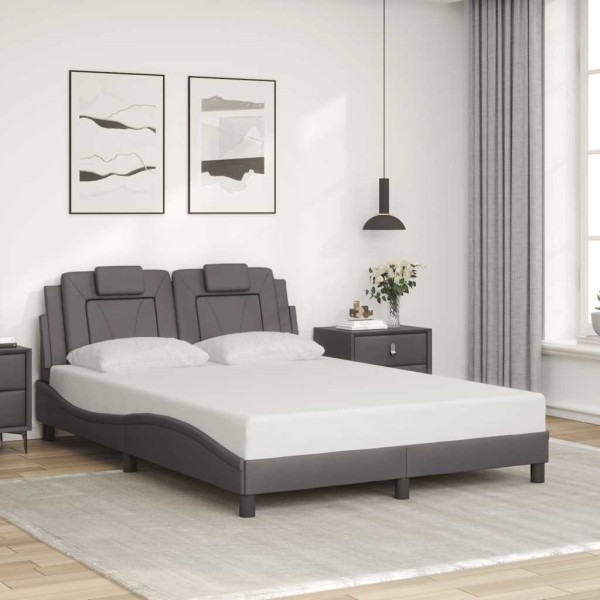 Bed frame, Viana, without mattress, gray, 140x190cm, artificial leather