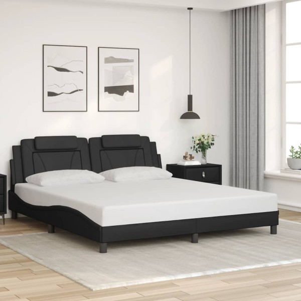 Bed frame, Viana, without mattress, black, 180x200cm, artificial leather
