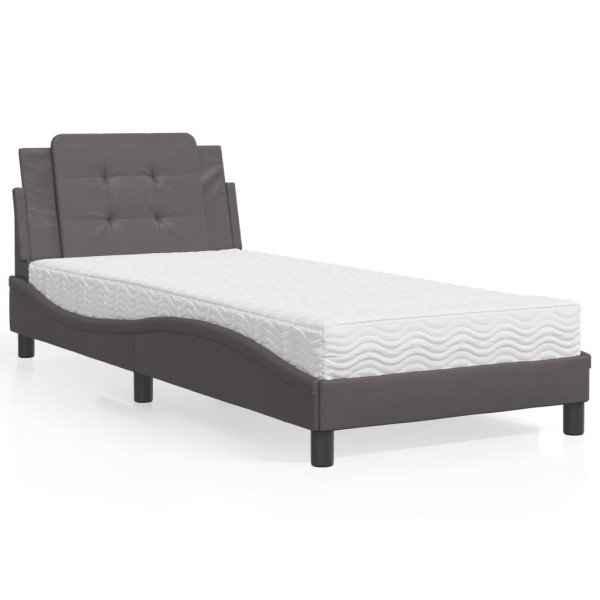Bed frame without mattress, Zadar, gray, 90x190cm, artificial leather