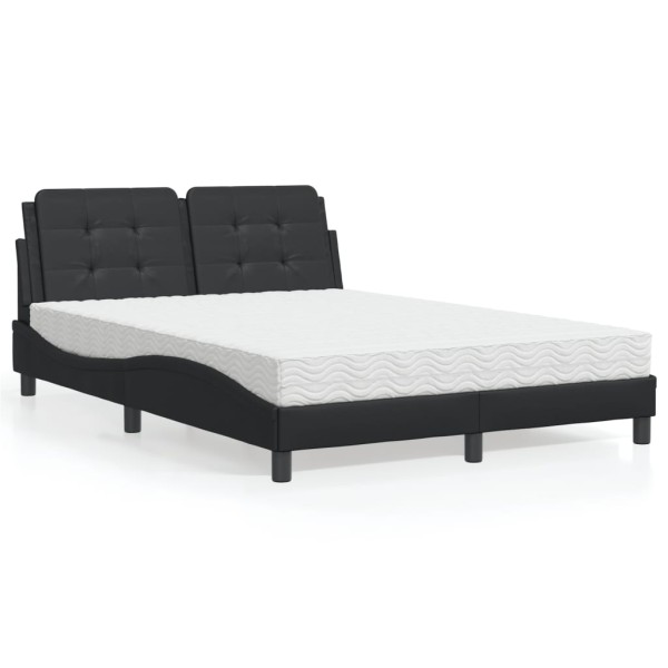 Bed frame without mattress, Zadar, black, 140x190cm, artificial leather