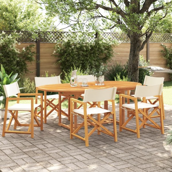 Folding garden chairs, 6 pcs., creamy white, fabric
