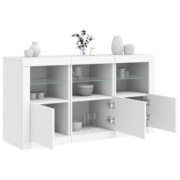 Side cabinet with LED lights, white, 123x37x67cm