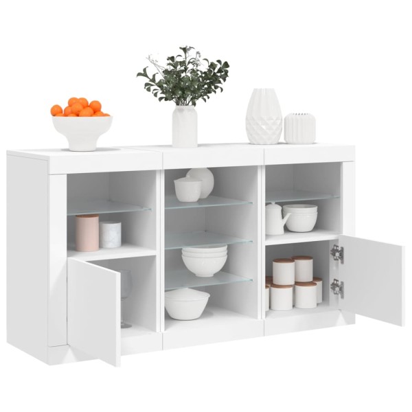 Side cabinet with LED lights, white, 123x37x67cm