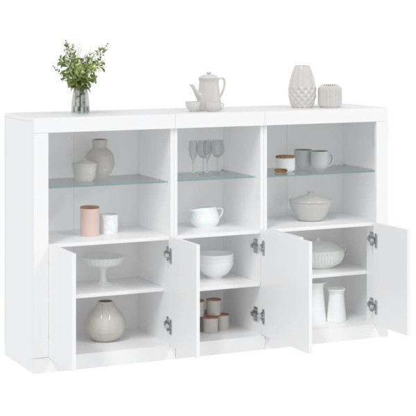 Side cabinet with LED lights, white, 162x37x100cm