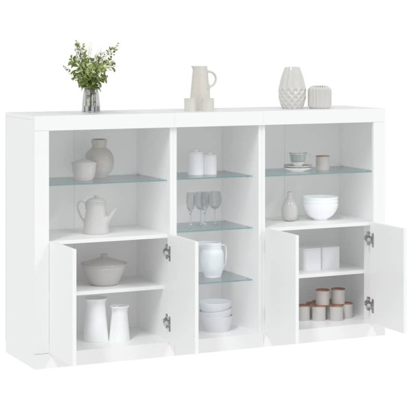 Side cabinet with LED lights, white, 162x37x100cm
