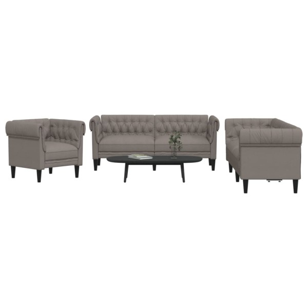 Sofa set, 3 parts, taupe color, fabric
