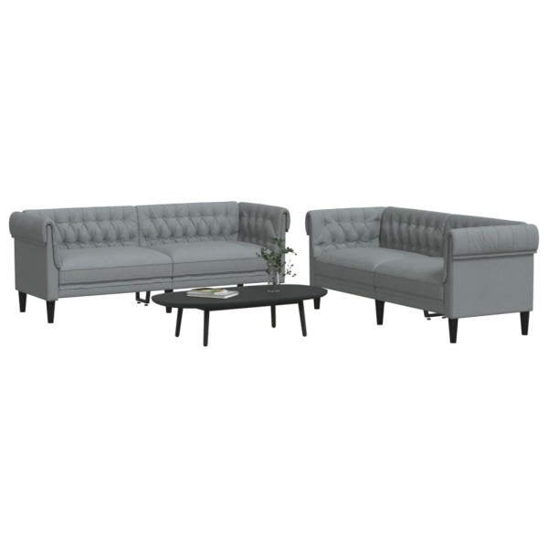 Sofa set, 2 parts, light gray color, fabric