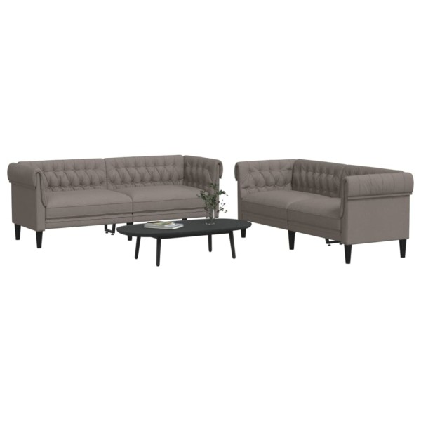 Sofa set, 2 parts, taupe color, fabric