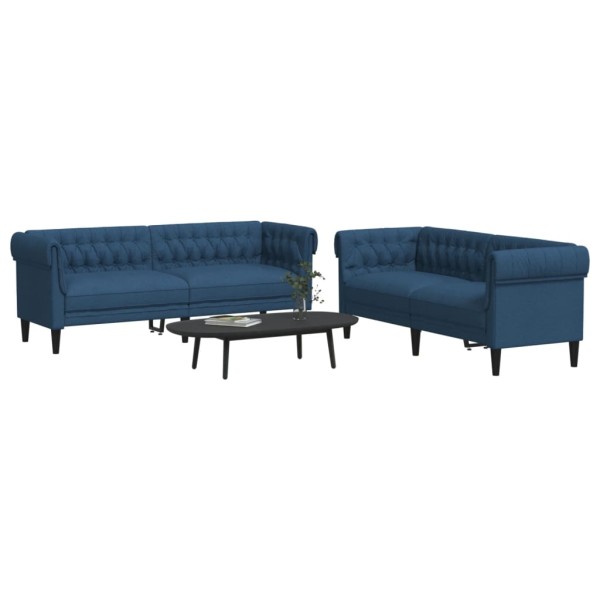 Sofa set, 2 parts, blue color, fabric
