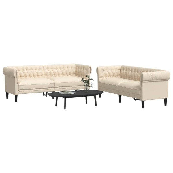 Sofa set, 2 parts, cream color, fabric