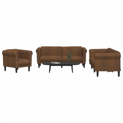 Sofa set, 3 parts, brown,...