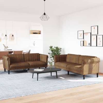Sofa set, 2 parts, brown,...