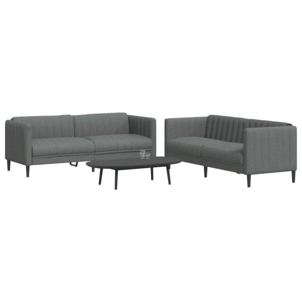 Sofa set, 2 parts, dark gray, fabric