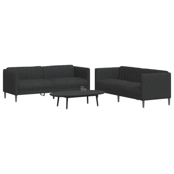 Sofa set, 2 parts, black, fabric