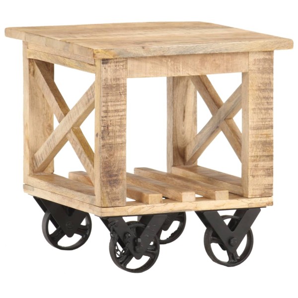 Side table with wheels, 40x40x42cm, mango wood