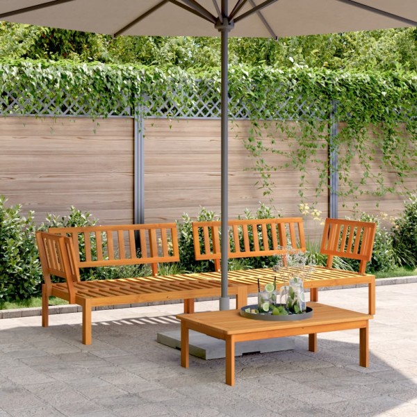 Corner garden sofa parts made of pallets, 2 pcs., solid acacia
