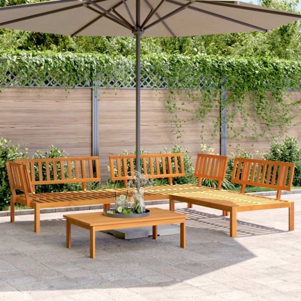Garden sofa set made of pallets, 4 parts, solid acacia