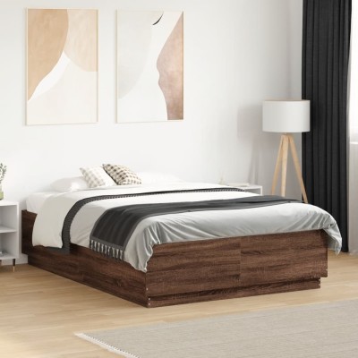 Bed frame with LED, brown...