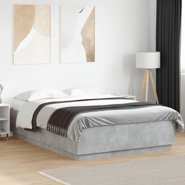 Bed frame, concrete gray color, 160x200cm, processed wood