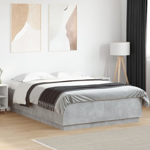 Bed frame, concrete gray color, 150x200cm, processed wood