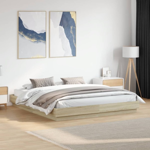 Bed frame, sonoma oak color, 180x200cm, processed wood